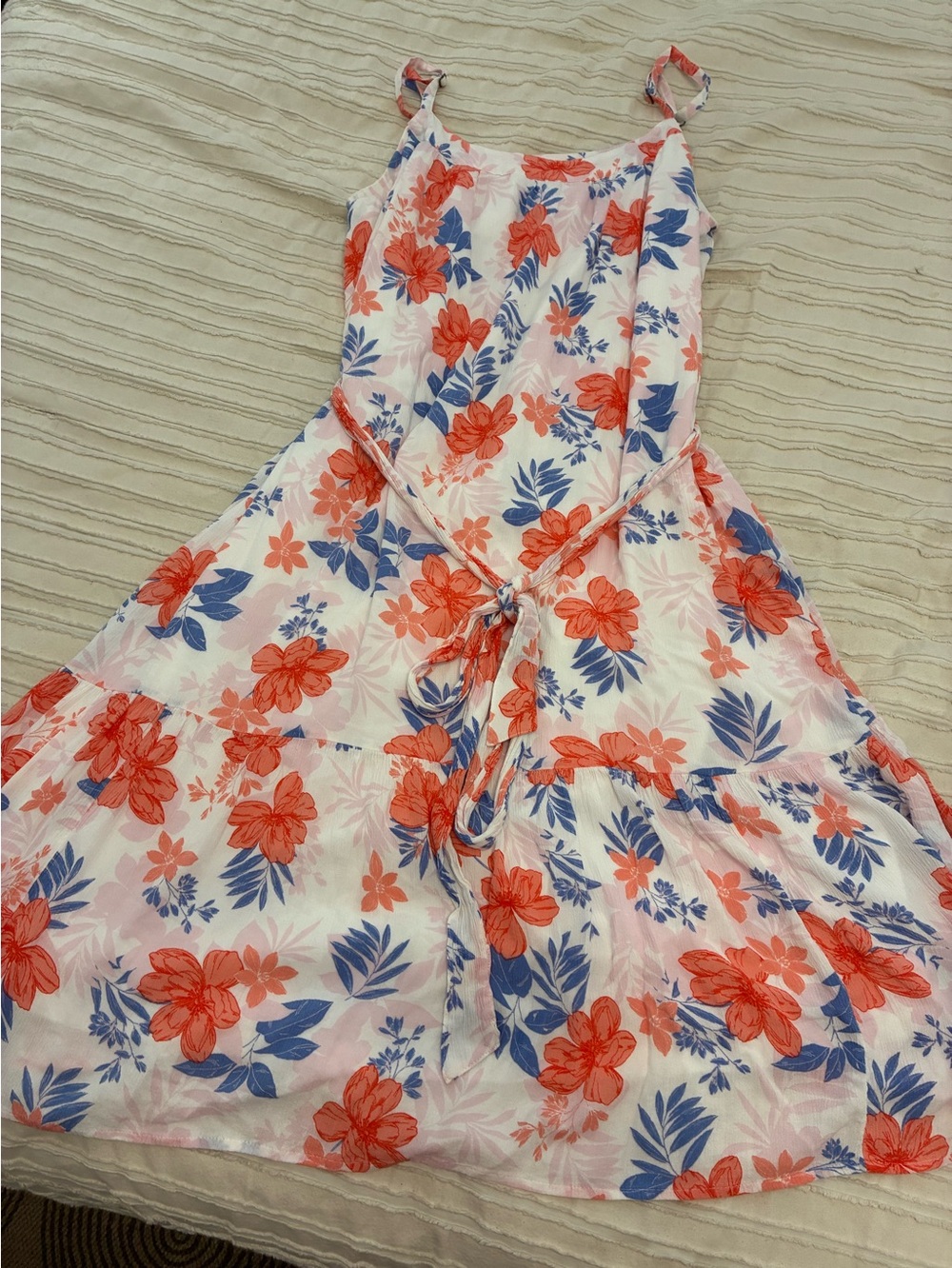 Beautiful GAP Floral Sundress with Coral & Blue Blooms XL. Sleeveless
